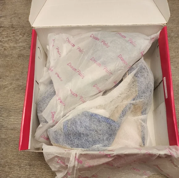 Blue Peep Toe Heels with Sparkle - Picture 3 of 11